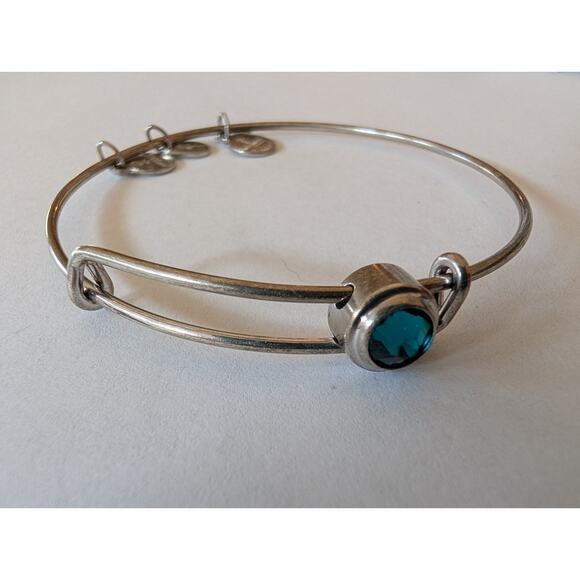 Alex and Ani Expandable Bangle Bracelet Blue Crystal Silver Tone - Picture 1 of 2